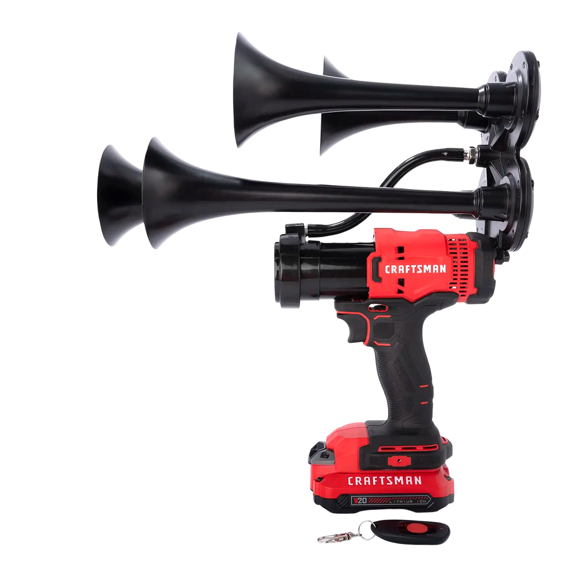 Custom impact-style train air horn compatible with Craftsman 20V batteries