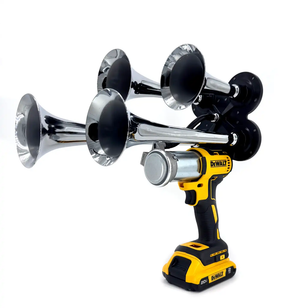 DeWalt Impact Train Air Handheld Horn Quad Core Model in Chrome color