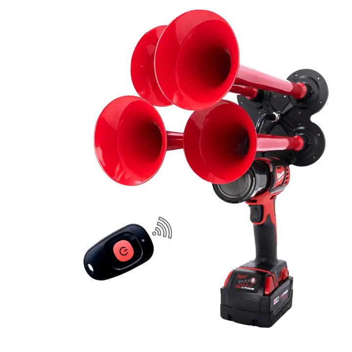 Impact Train Air Horn Drill for Milwaukee Batteries dual red Trumpets with Remote Control 