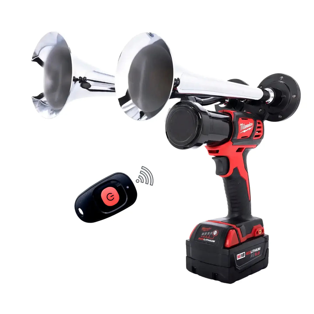 Impact Train Air Horn Drill for Milwaukee Batteries dual chrome Trumpets with Remote Control 