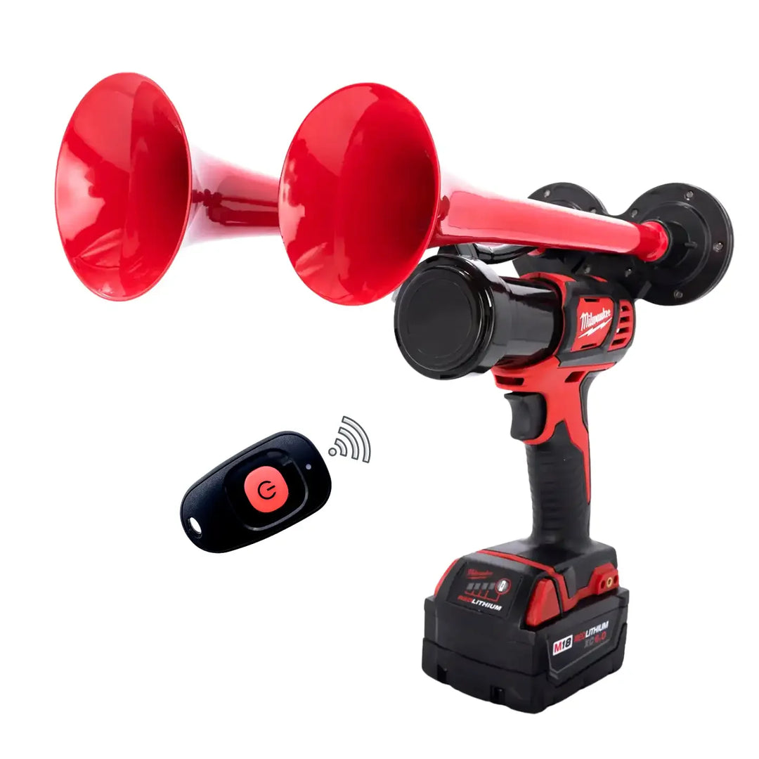 Impact Train Air Horn Drill for Milwaukee Batteries dual red Trumpets with Remote Control 