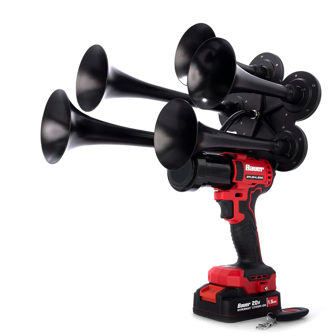 Handheld Bauer Thunderstrike train horn drill 5 trumpet model ready to use out of the box