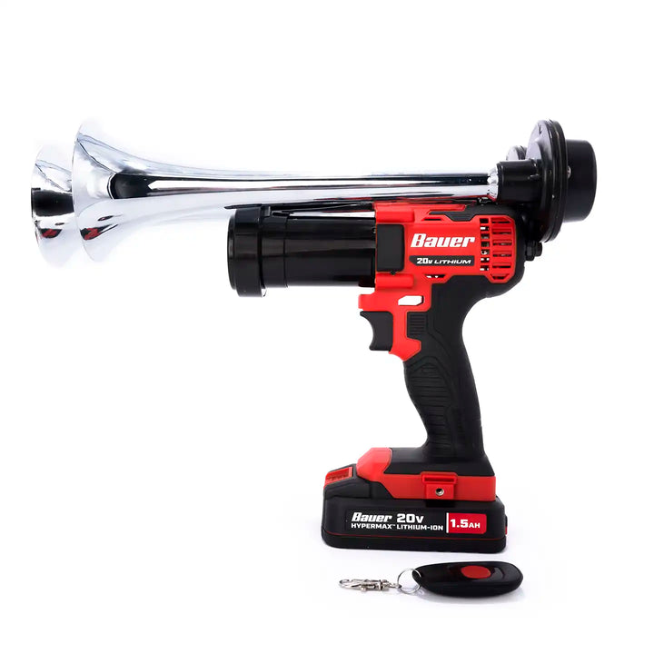 Bauer boss gun Compact Dual train horn drill portable cordless 20V model in chrome color