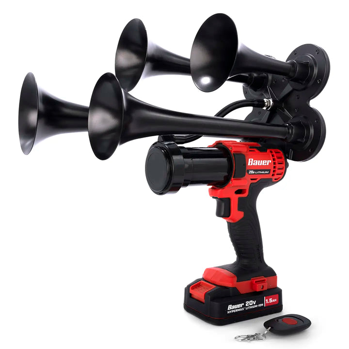 Bauer train horn drill Core Quad Model with four metal trumpets and wireless remote control