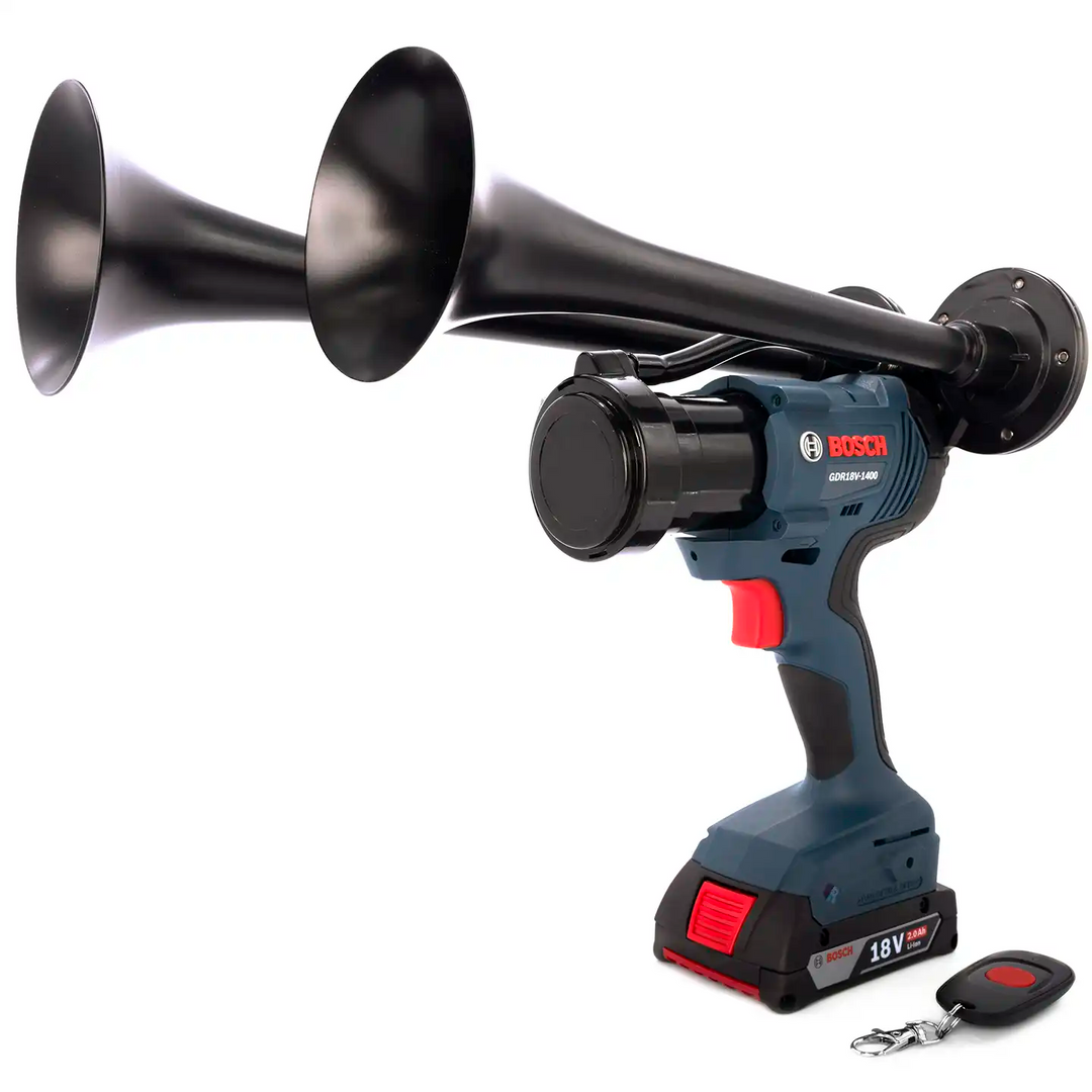 Bosch train horn drill Compact Dual Model black edition with two trumpets and remote control