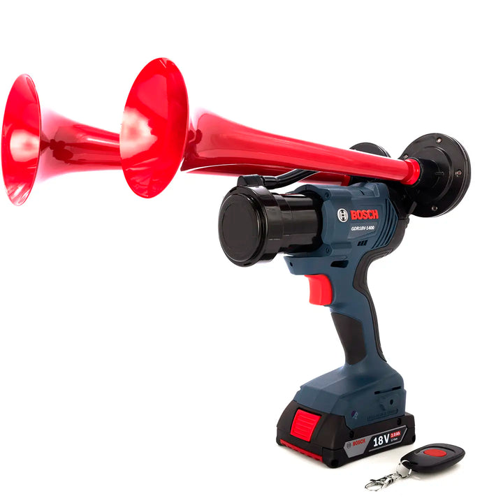 Handheld Bosch red Compact Dual train horn ready to use out of the box
