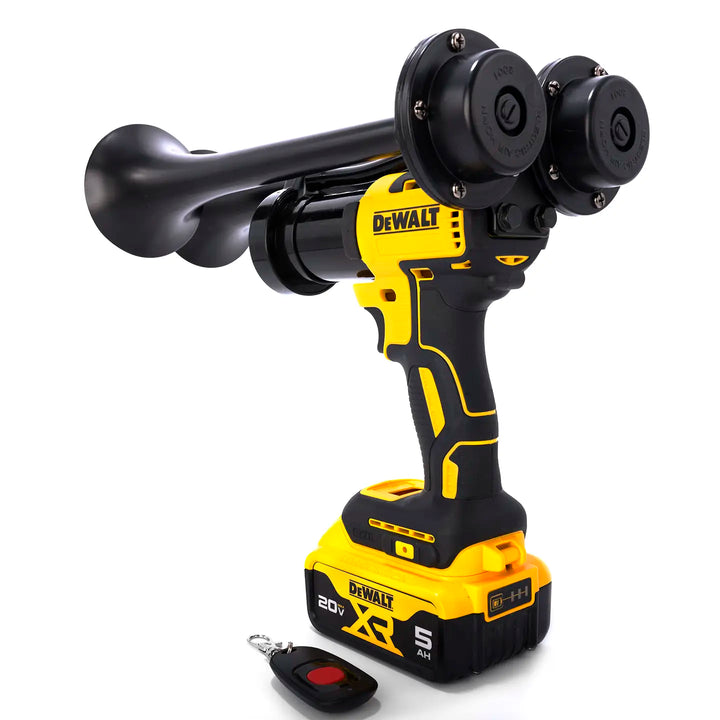 Portable DeWalt Compact Dual train horn 20V cordless air horn boss gun handheld design in black color