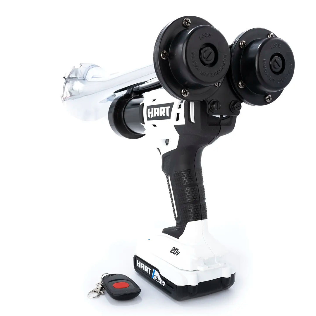 Hart Compact Dual silver train horn portable 20V drill-based air horn ready to use out of the box