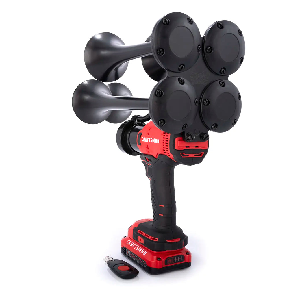 impact train air horn compatible with craftsman 20v battery, red, remote control