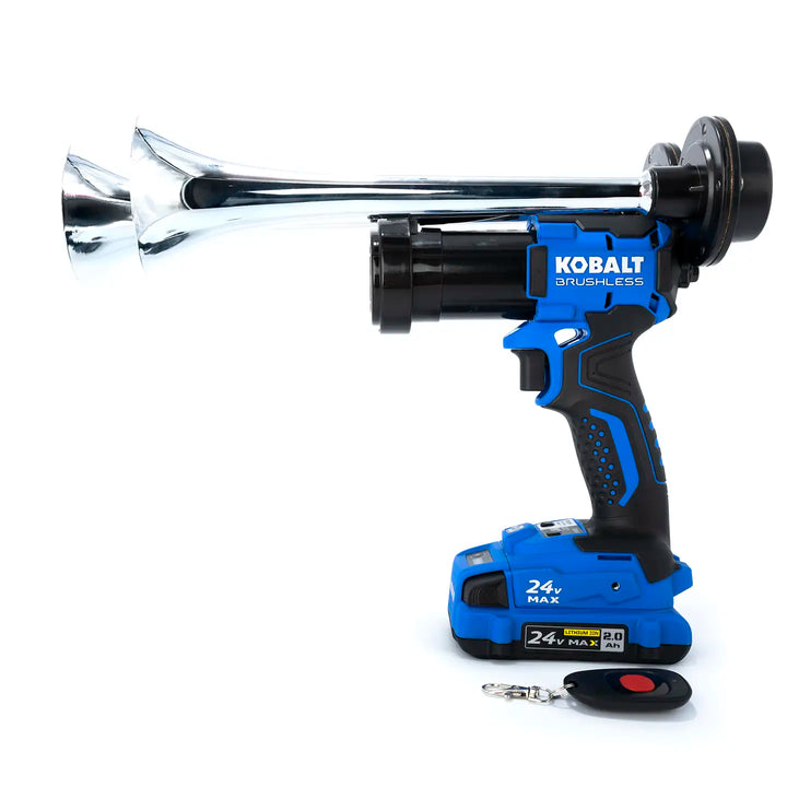 Impact Train Air Horn Compact Dual Compatible with Kobalt 24V batteries Chrome
