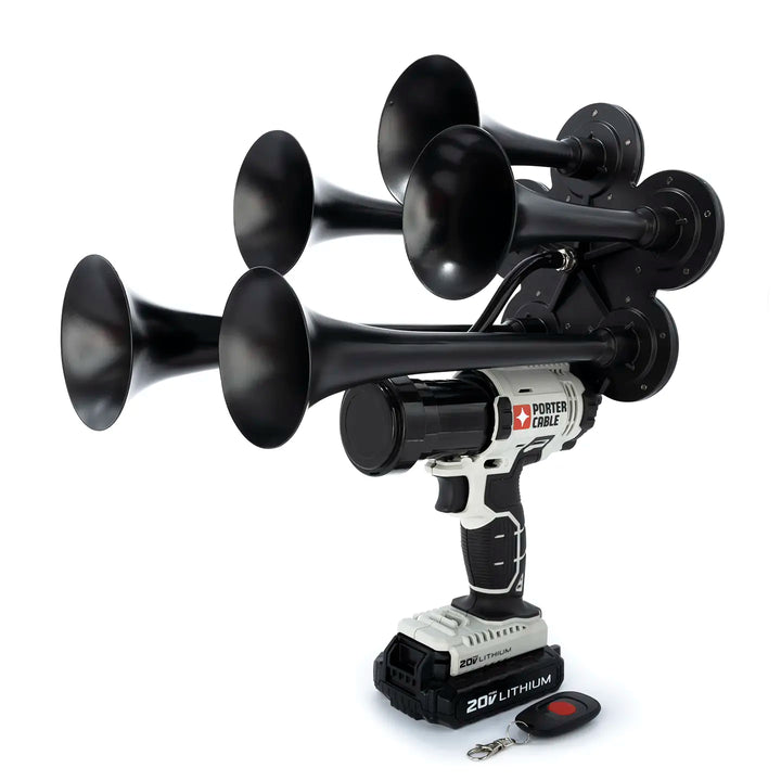 Impact Train Air 5 trumpet Horn Compatible with Porter Cable batteries Black
