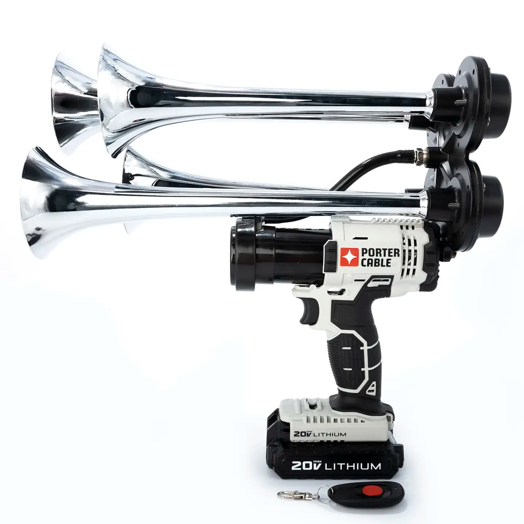 Impact Train Air Quad Pro Horn Compatible with Porter Cable batteries Chrome