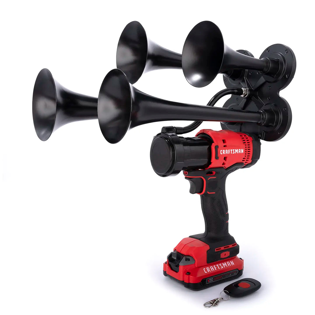 impact train air horn compatible with Craftsman 20v battery, red, remote control