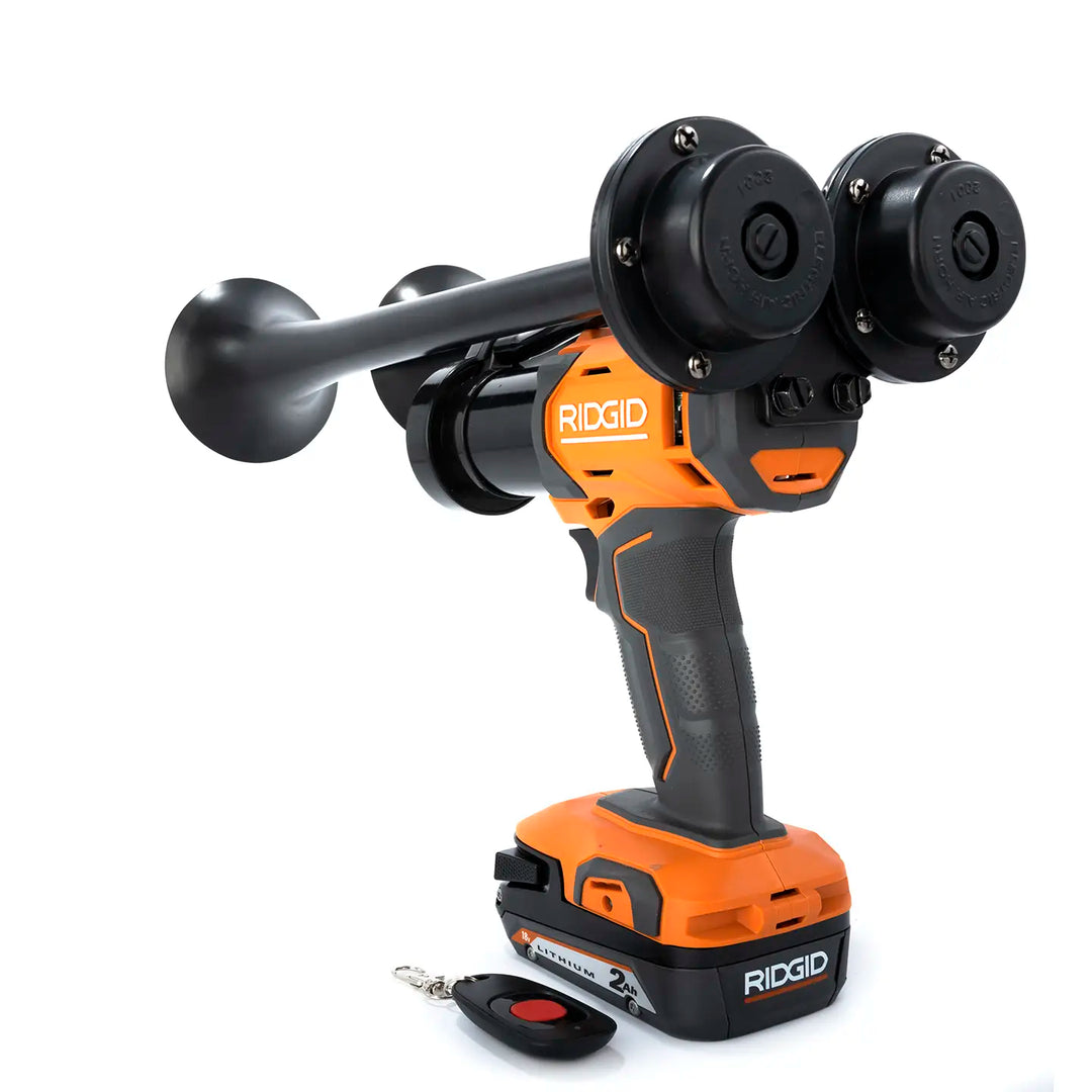 Impact train air horn compatible with Ridgid 18V |  Compact Dual black air horn drill built for loud performance