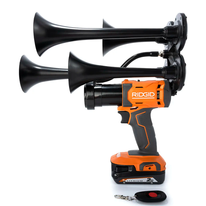 Impact train air horn compatible with Ridgid 18V Batteries