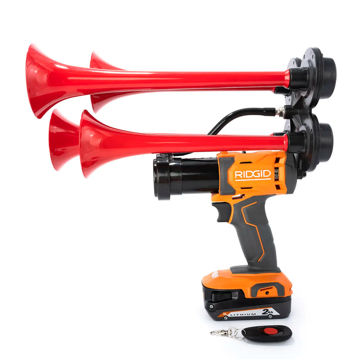 Impact train air horn compatible with Ridgid 18V Batteries