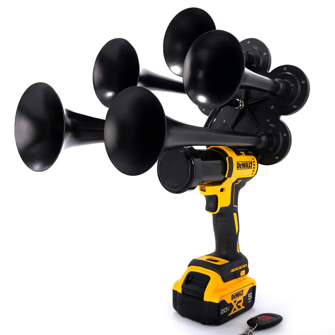 Impact Train Air Horn Drill for Dewalt Batteries 5 Trumpet Premium Model Black with Remote Control