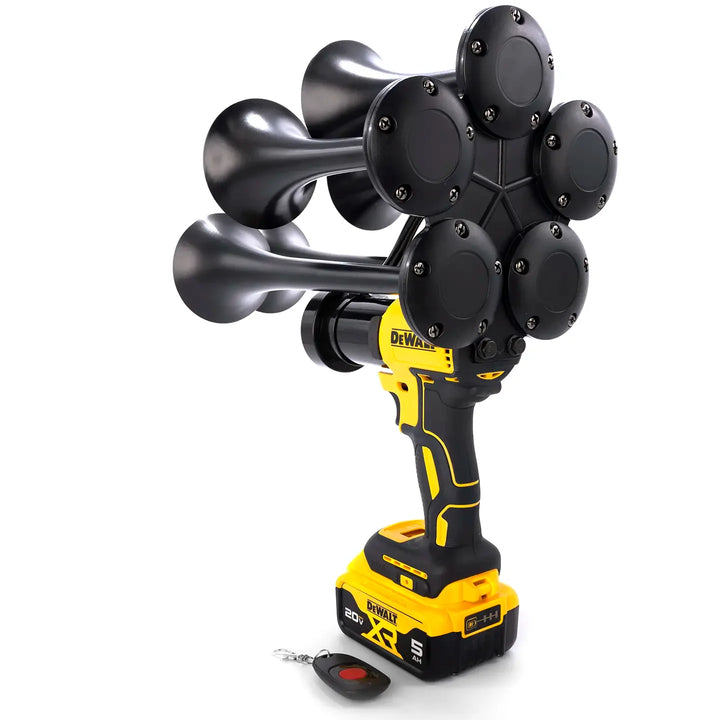 Impact Train Air Horn Drill for Dewalt Batteries 5 Trumpet Premium Model Black with Remote Control