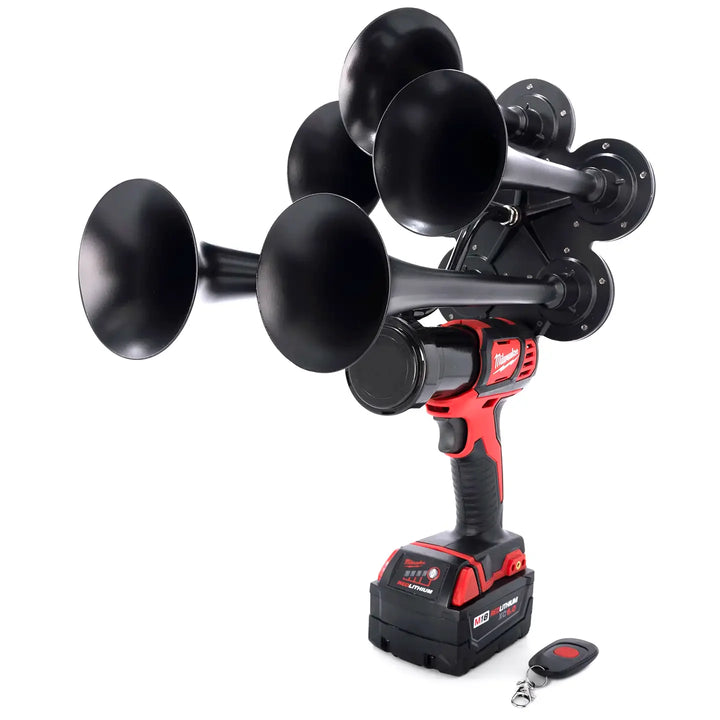 Impact Train Air Horn Drill for Milwaukee M18 Batteries 5 trumpet Black with Remote Control