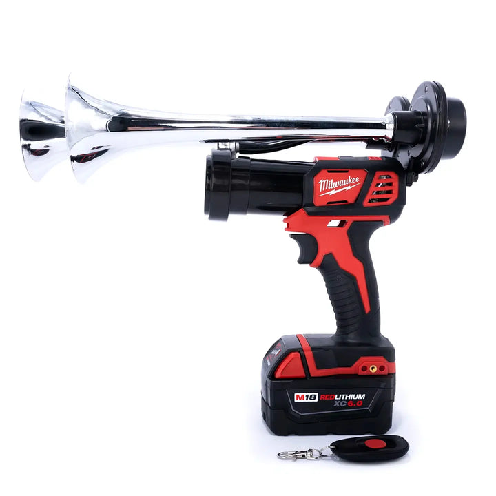  Impact Train Air Horn Drill for Milwaukee M18 Batteries Dual chrome Trumpets with Remote Control