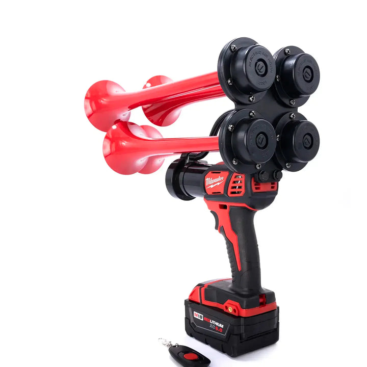  Impact Train Air Horn Drill for Milwaukee M18 Batteries Quad Pro Red Trumpets with Remote Control