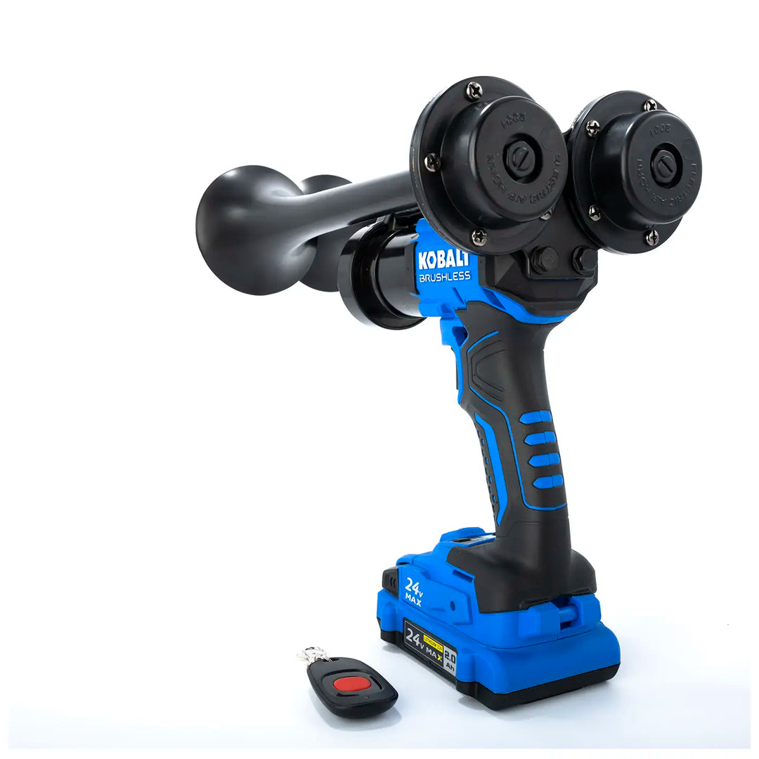 Handheld Kobalt Compact Dual black air horn drill boss gun style built for loud performance