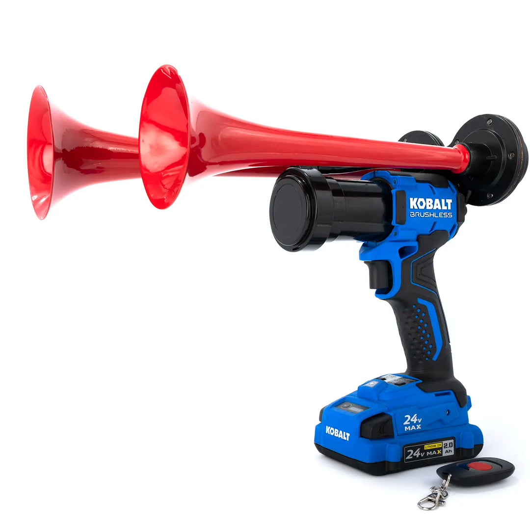 Kobalt train horn drill Compact Dual Model red edition with two metal trumpets and wireless remote 130dB