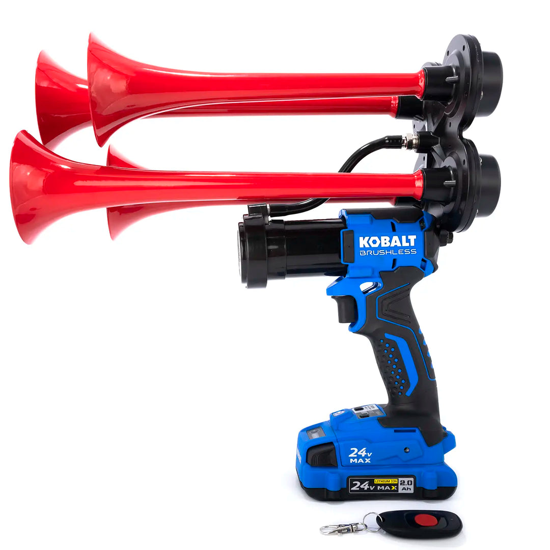 Portable Kobalt red Pulsefire 24V cordless train horn handheld boss gun premium air horn 150dB