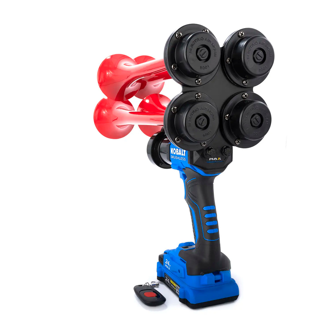 Handheld Kobalt red Pulsefire Premium Extreme train horn ready to use out of the box 150dB