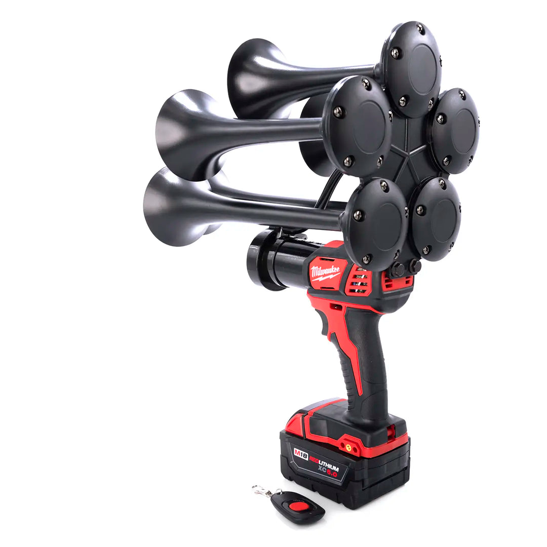 Portable Milwaukee M18 cordless train horn premium 5 trumpet edition handheld air horn