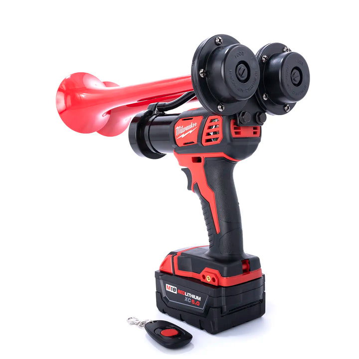 Portable red Milwaukee M18 cordless train horn Compact Dual Edition handheld boss gun design