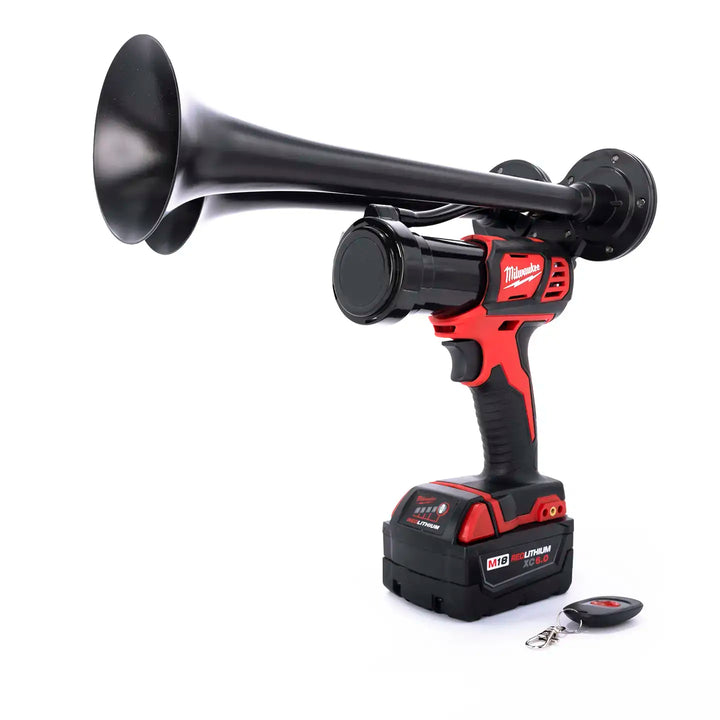 Milwaukee Compact black Dual train horn built from genuine M18 drill with remote control