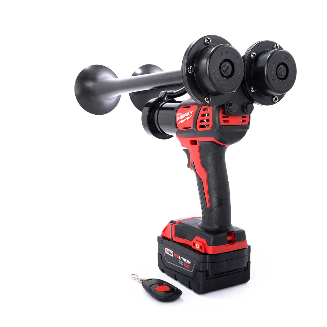 Cordless Milwaukee Compact Dual train horn 18V handheld boss gun style premium air horn