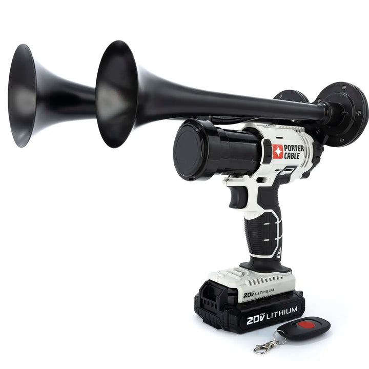 Porter Cable train horn drill Compact Dual Model black edition with two metal trumpets and remote control 130dB
