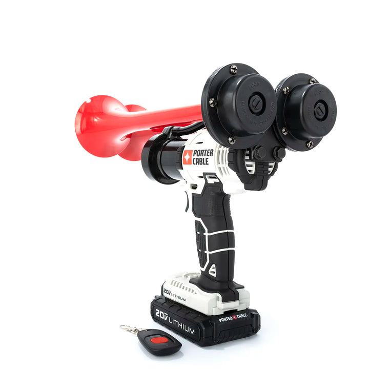 Handheld Porter Cable red Compact Dual train horn ready to use out of the box 130dB