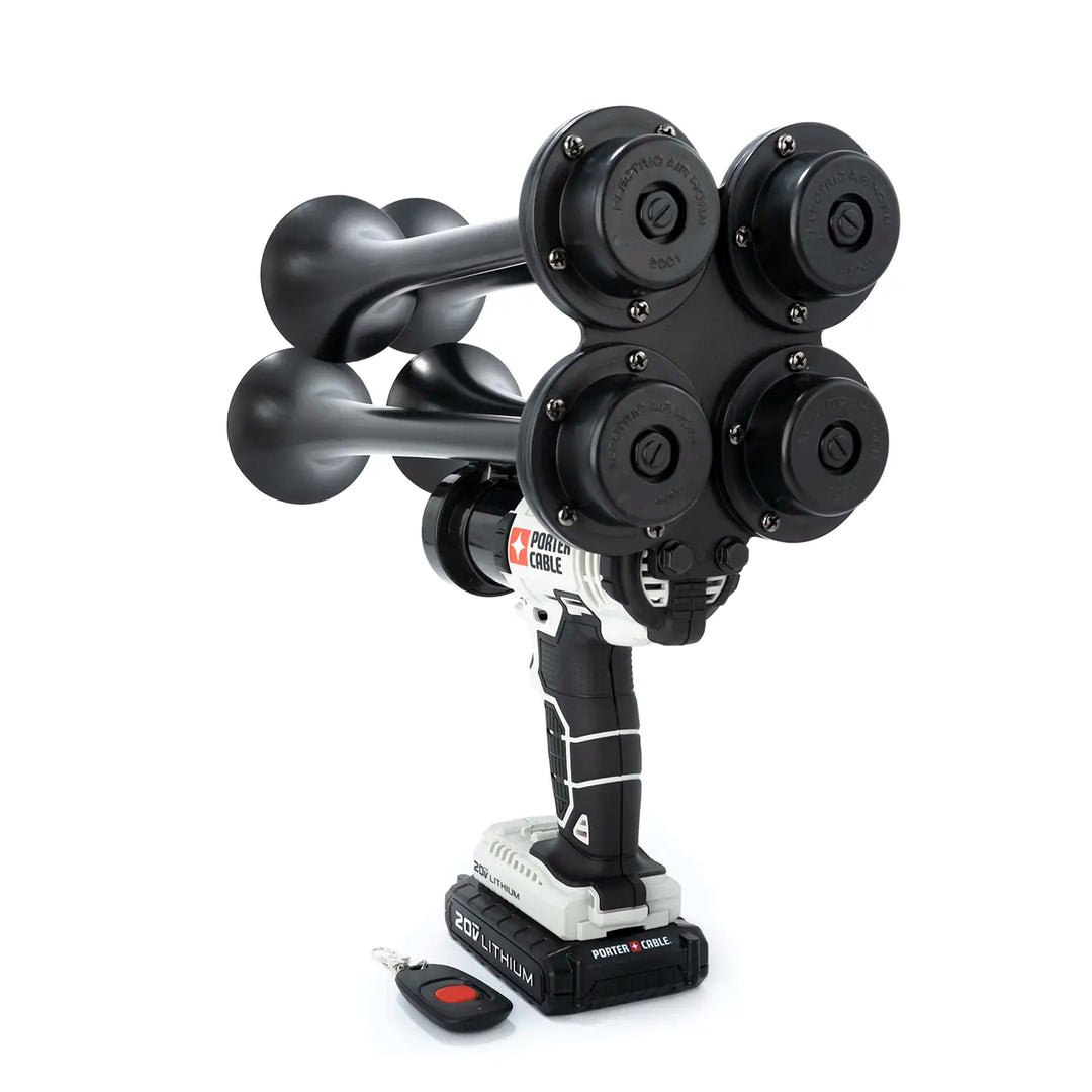 Handheld Porter Cable Pulsefire Premium Extreme black air horn drill built for loud 150dB performance