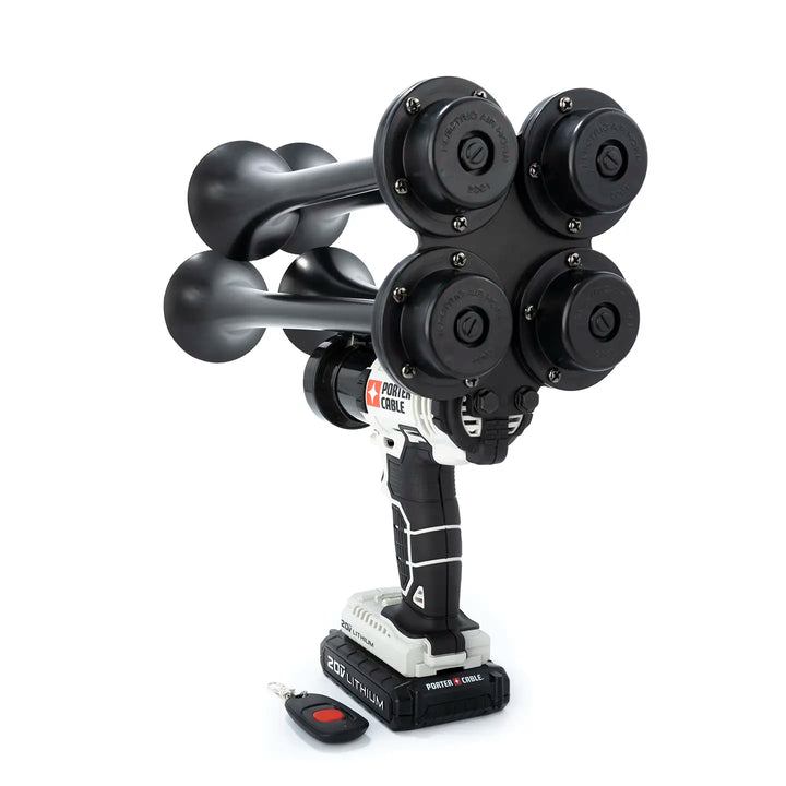 Handheld Porter Cable Pulsefire Premium Extreme black air horn drill built for loud 150dB performance