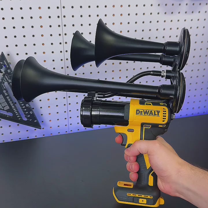 Impact Train Air Horn Drill for Dewalt Batteries Quad Black with Remote Control