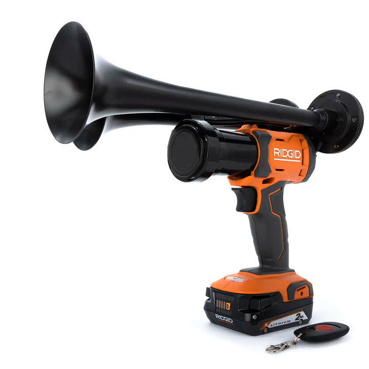 Ridgid train horn drill Compact Dual Model black edition with two metal trumpets and remote control 130dB