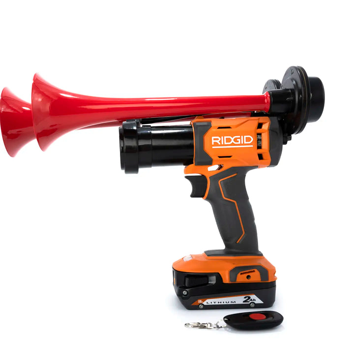 Portable Ridgid red Compact Dual 18V cordless train horn handheld boss gun design