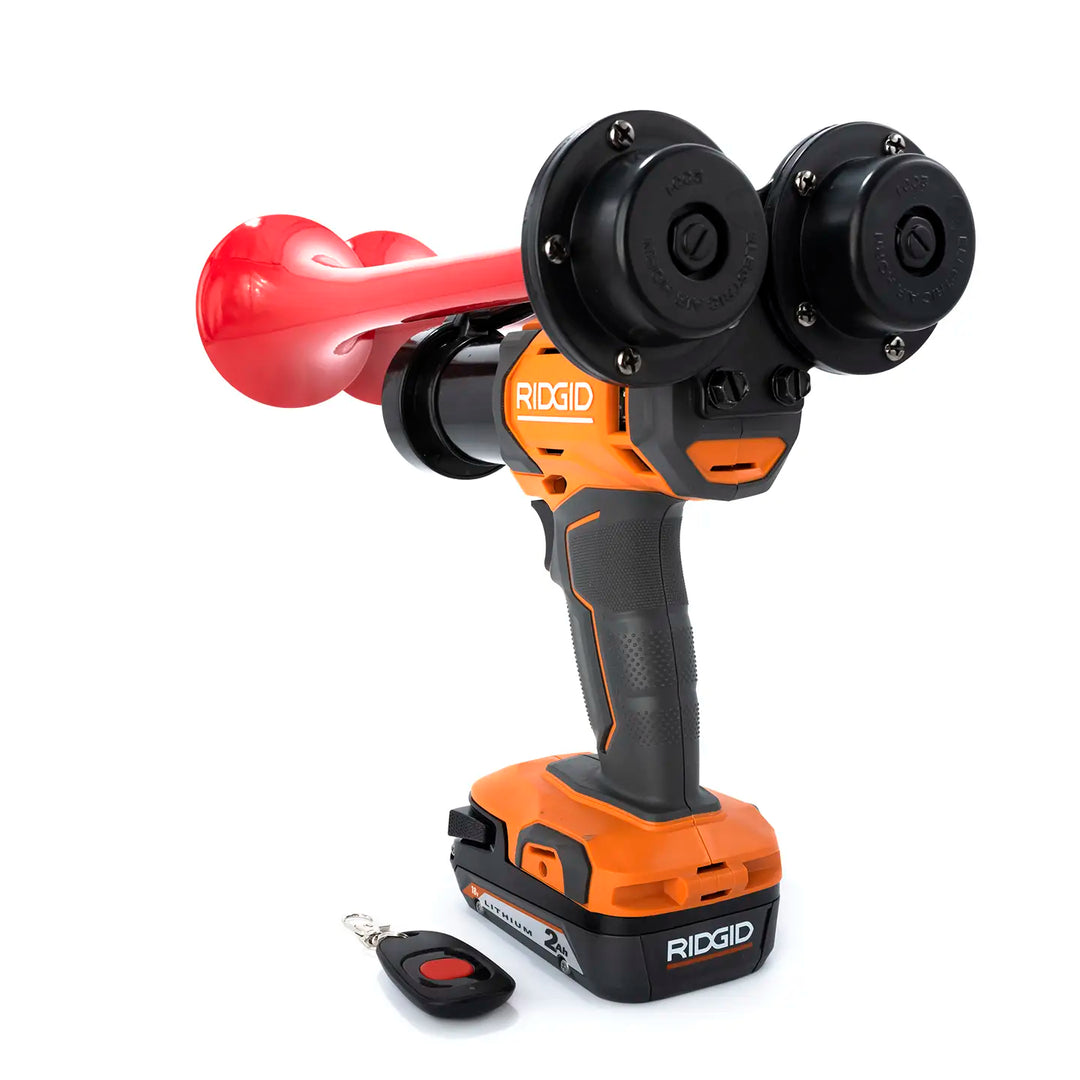 Handheld Ridgid red Compact Dual train horn ready to use out of the box 130dB