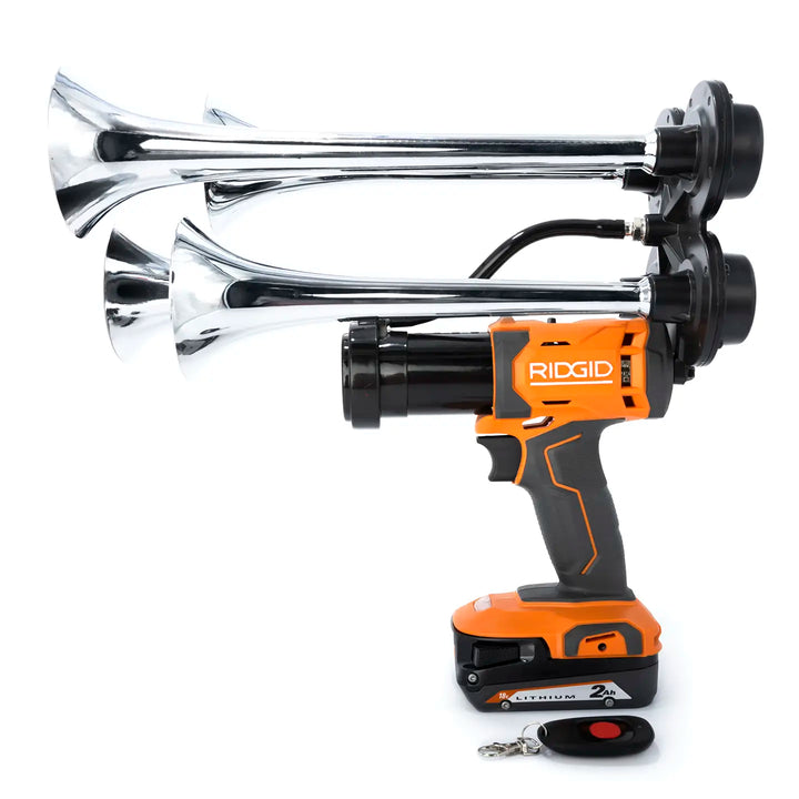 Cordless Ridgid silver Pulsefire 18V handheld train horn premium extreme boss gun style air horn