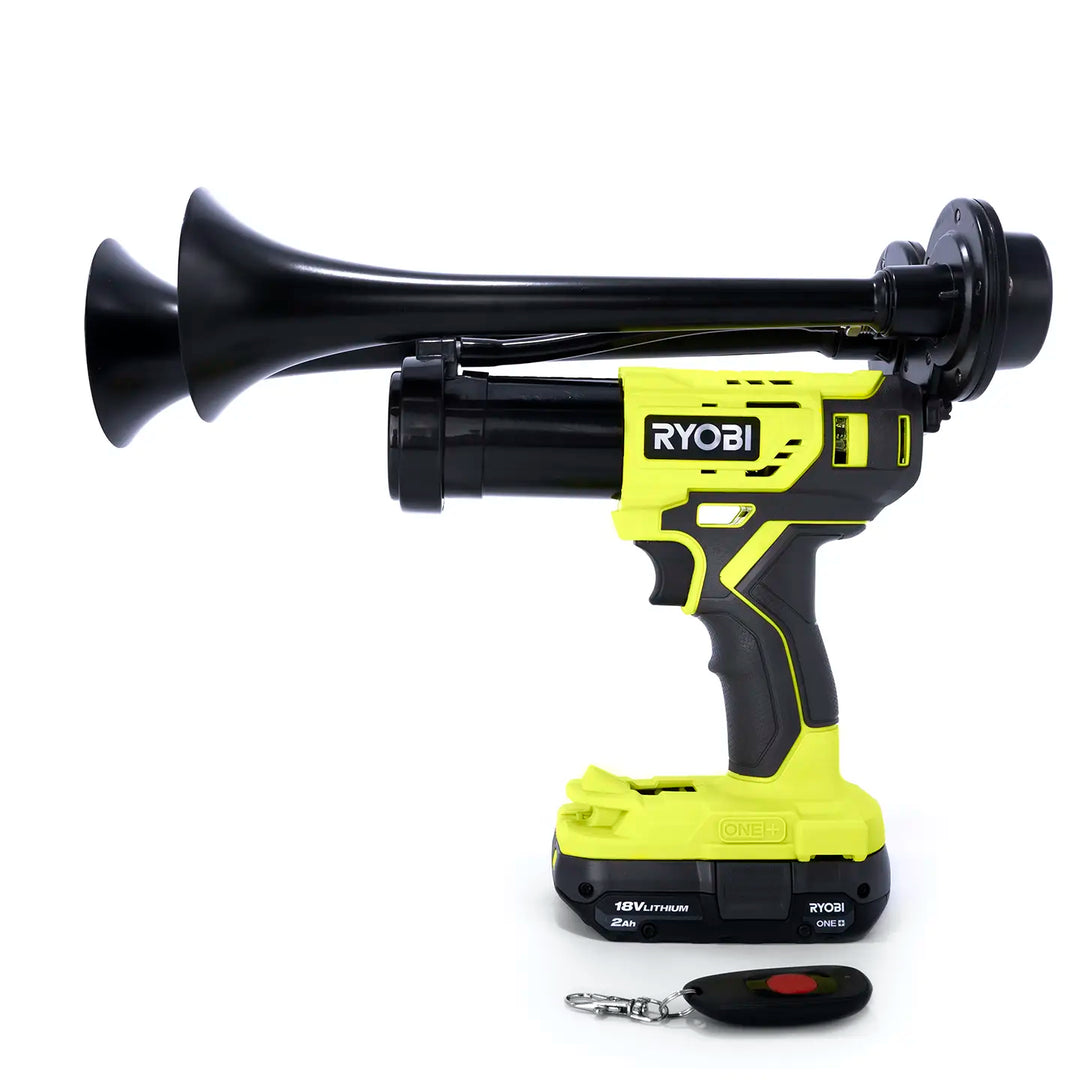 Portable Ryobi Compact Dual train horn 18V cordless air horn boss gun handheld design