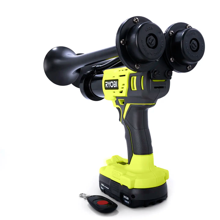 Ryobi Compact Dual air horn built from genuine 18V drill with remote control