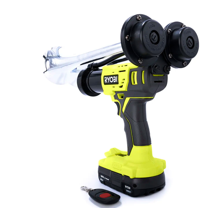 Compact Ryobi Dual chrome train horn air horn design with remote and two trumpets