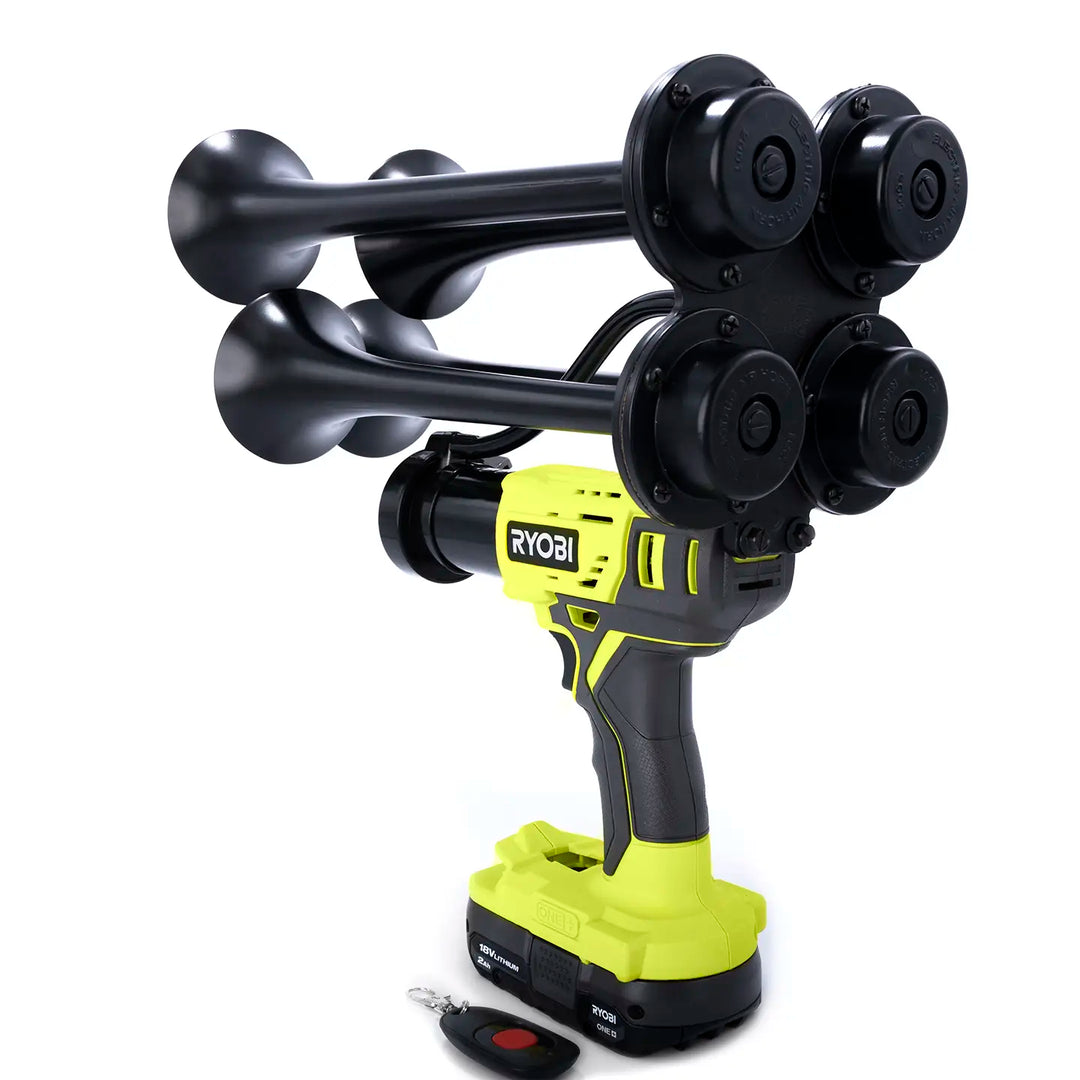 Ryobi Pulsefire premium extreme air horn built from genuine drill with wireless remote