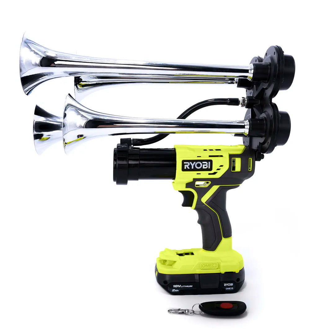 Ryobi train horn premium extreme boss gun design portable 18V drill air horn chrome