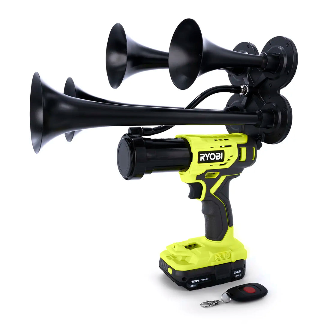 Ryobi train horn drill Core Quad Model boss gun design with four metal trumpets and remote control