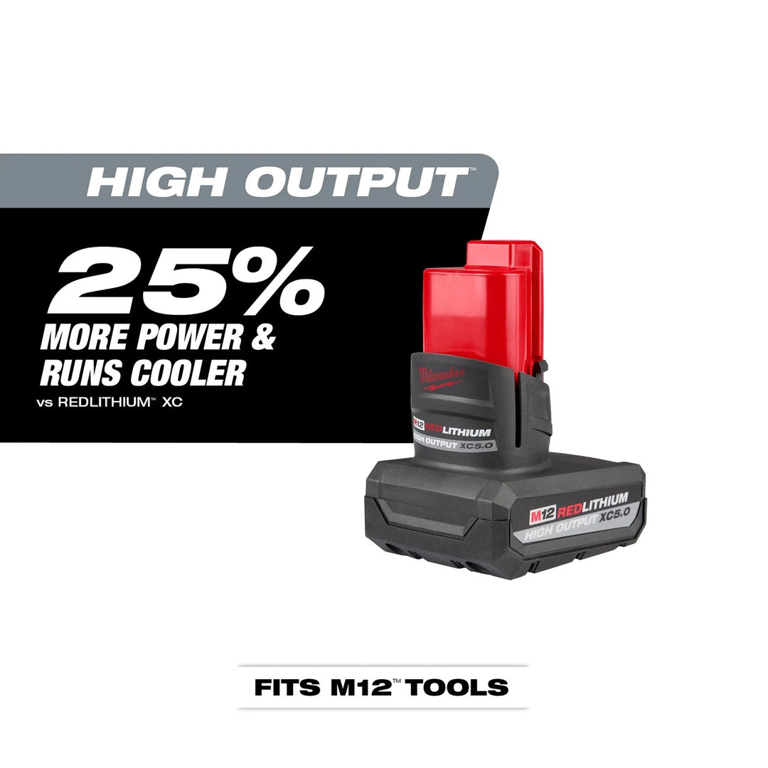 Milwaukee M12 REDLITHIUM HIGH OUTPUT XC5.0 5.0Ah 12V Lithium-Ion Battery 48-11-2450