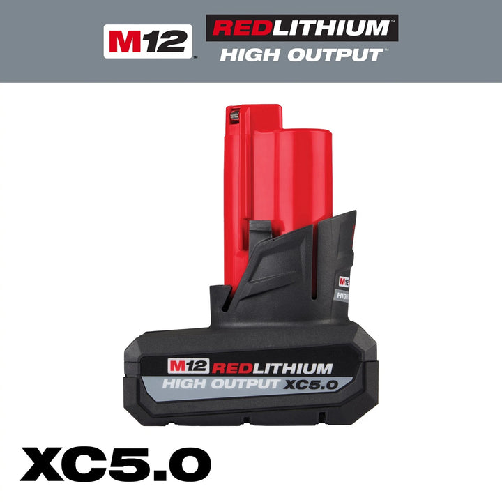 Milwaukee M12 REDLITHIUM HIGH OUTPUT XC5.0 5.0Ah 12V Lithium-Ion Battery 48-11-2450